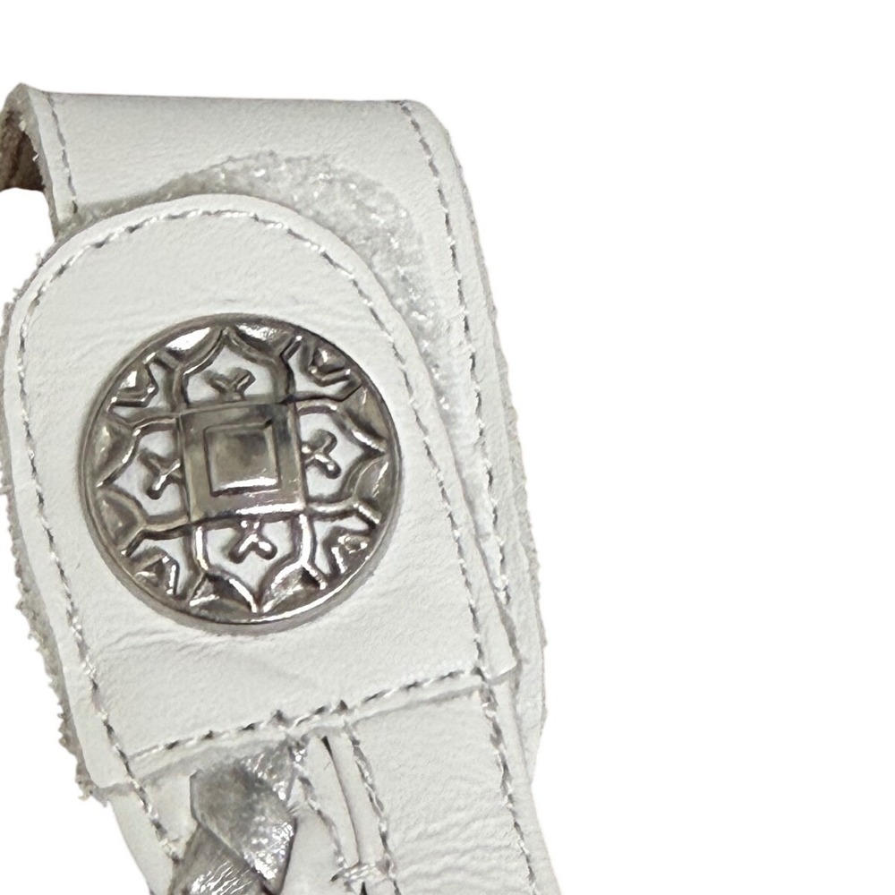 Aetrex Janey Sandals Womens 10 White Leather Braided Metallic Slide Wedge SC533W - Picture 4 of 6